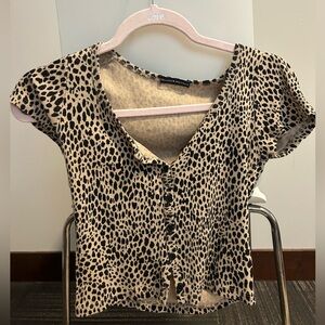 Brandy Melville Cheetah Print Button-Up Shirt